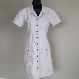 Liz wear Tan Denim Button Up Dress